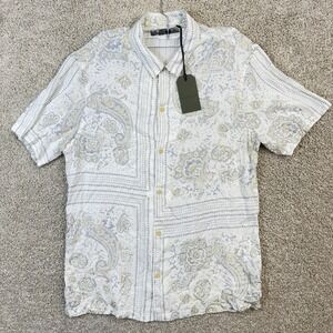 AllSaints Ventura SS Shirt Off White Paisley Bandana Short Sleeve Mens M MS150S